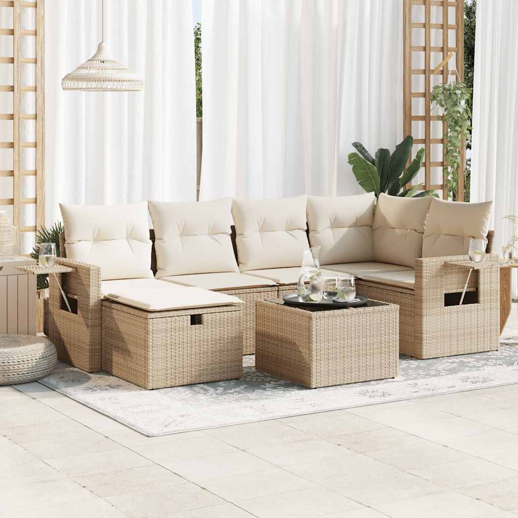 Sofasæt Til Haven 7 Dele Med Hynder Polyrattan Brun