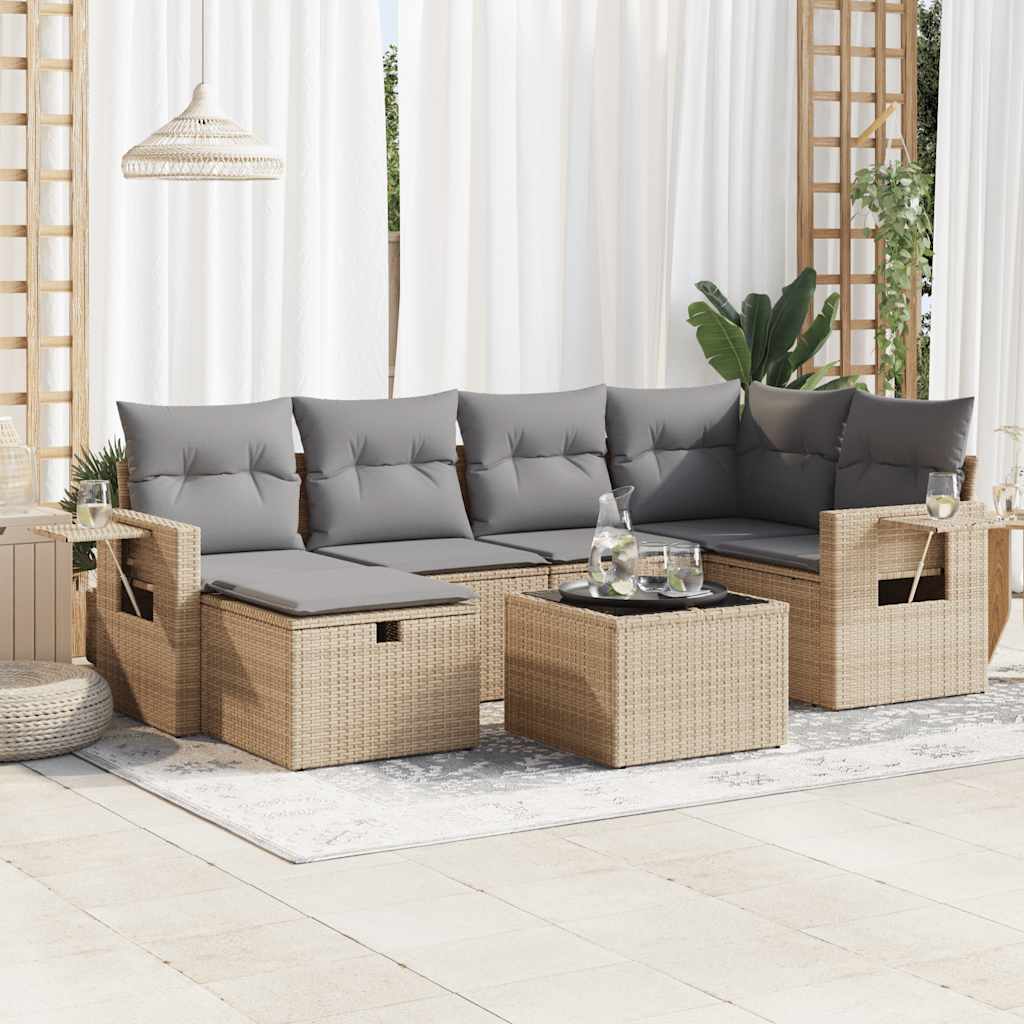 Sofasæt Til Haven 7 Dele Med Hynder Polyrattan Brun