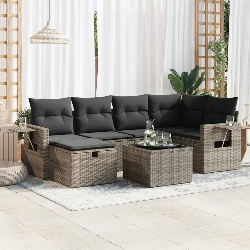 Sofasæt Til Haven 7 Dele Med Hynder Polyrattan Brun