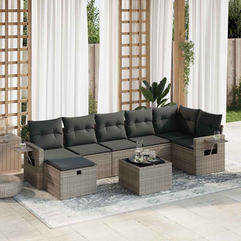 Sofasæt Til Haven 8 Dele Med Hynder Polyrattan Brun