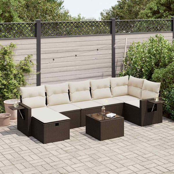 Sofasæt Til Haven 8 Dele Med Hynder Polyrattan Brun