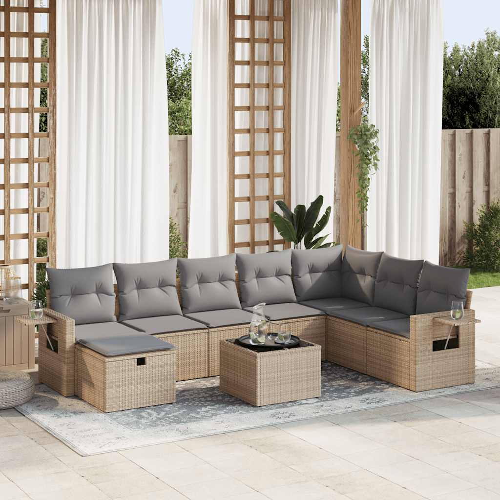 Sofasæt Til Haven 9 Dele Med Hynder Polyrattan Brun