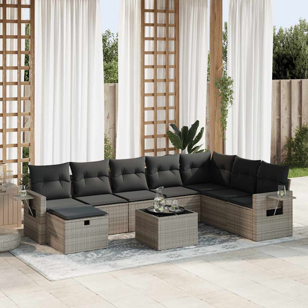 Sofasæt Til Haven 9 Dele Med Hynder Polyrattan Brun