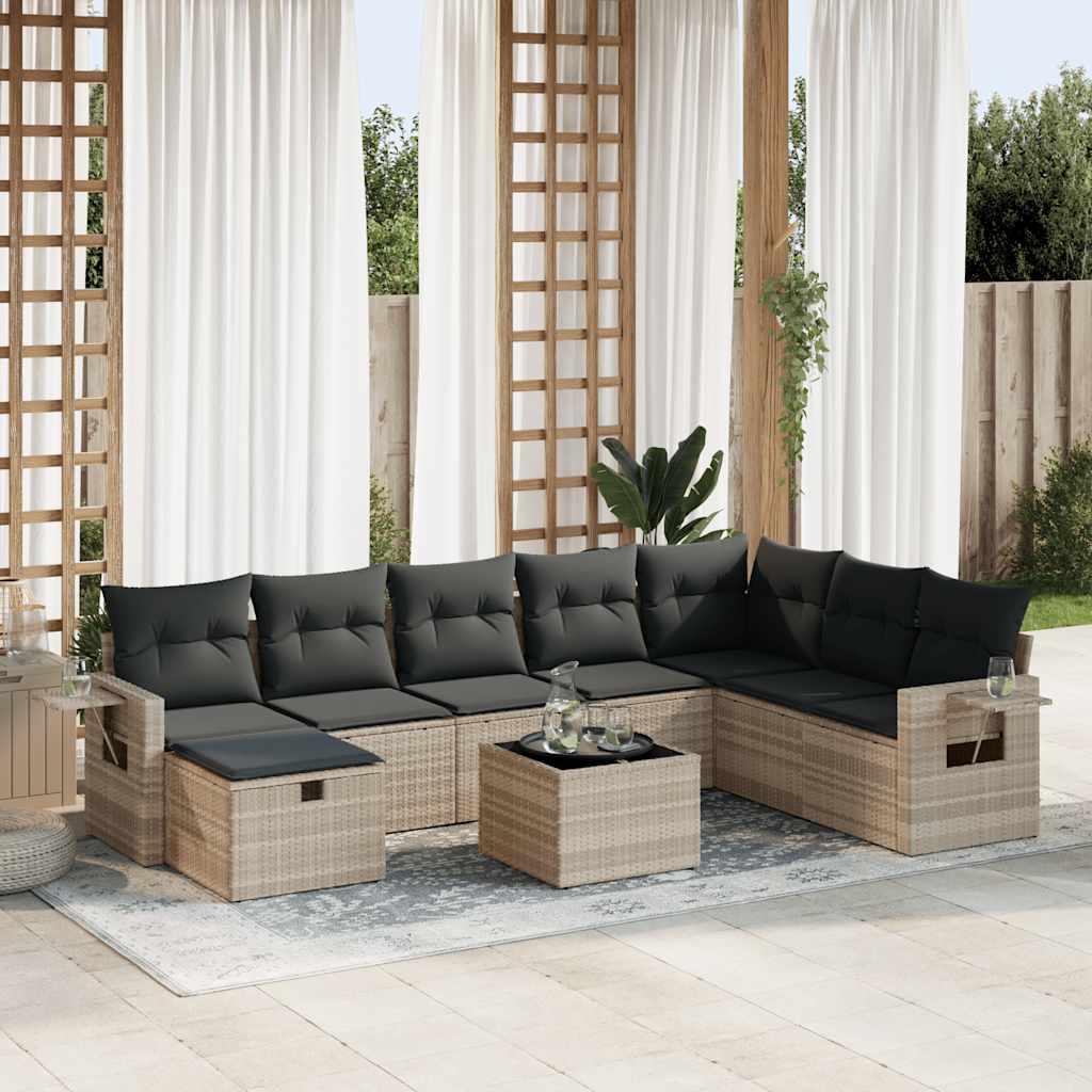 Sofasæt Til Haven 9 Dele Med Hynder Polyrattan Brun