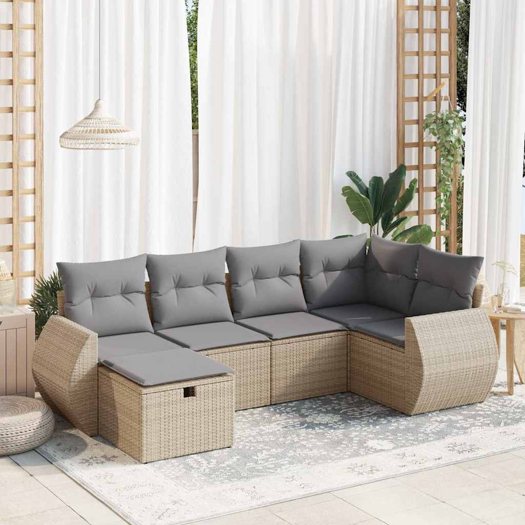Sofasæt Til Haven 7 Dele Med Hynder Polyrattan Brun