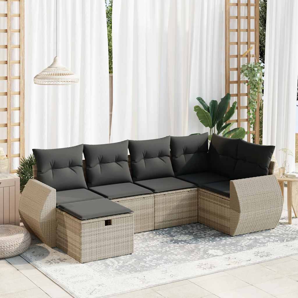 Sofasæt Til Haven 7 Dele Med Hynder Polyrattan Brun