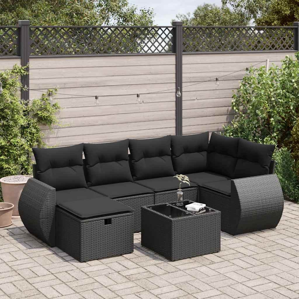 Sofasæt Til Haven 7 Dele Med Hynder Polyrattan Brun
