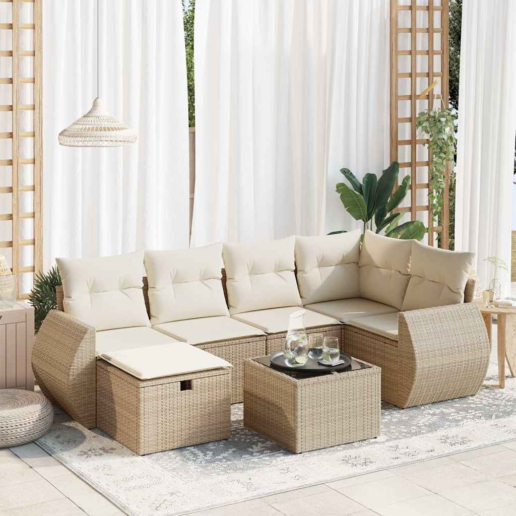 Sofasæt Til Haven 7 Dele Med Hynder Polyrattan Brun