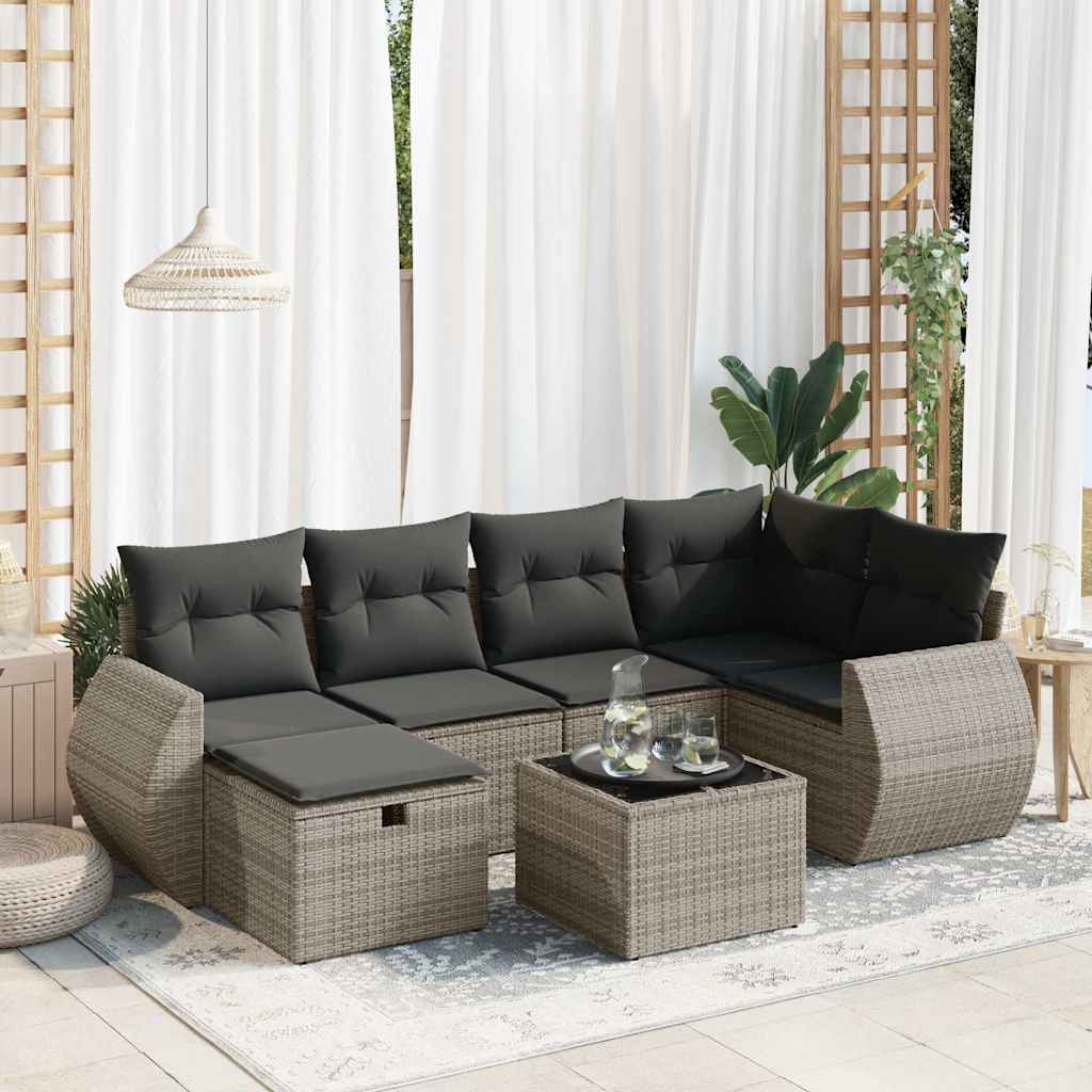 Sofasæt Til Haven 7 Dele Med Hynder Polyrattan Brun