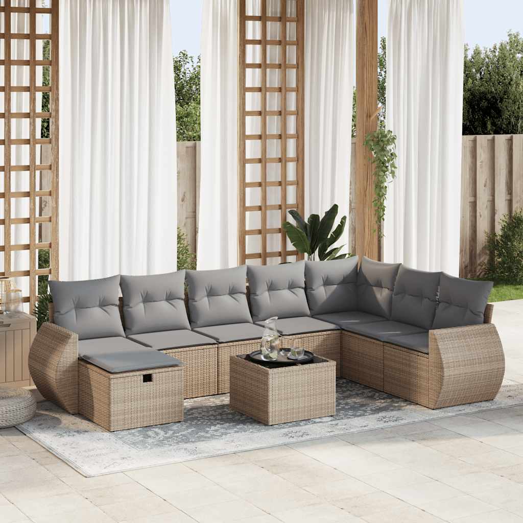 Sofasæt Til Haven 9 Dele Med Hynder Polyrattan Brun