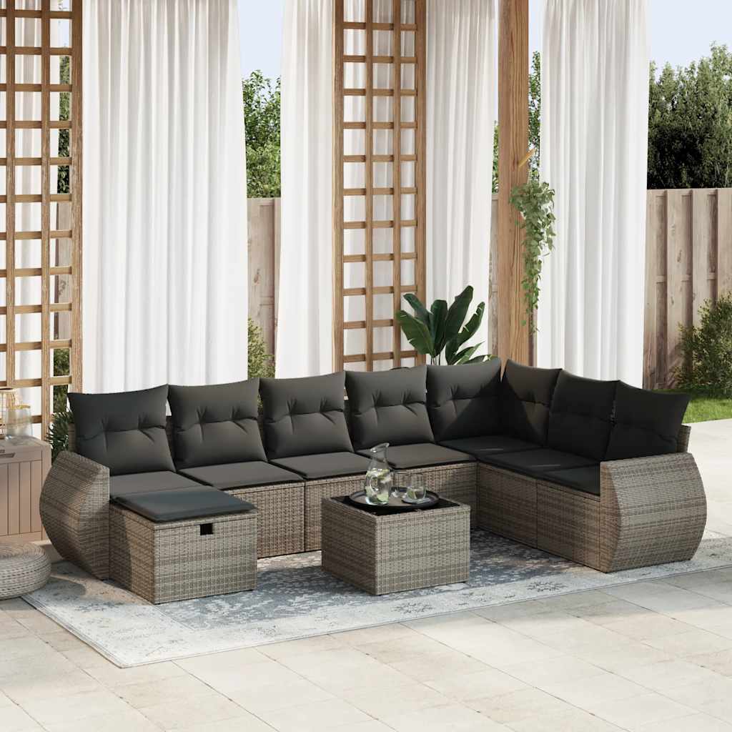 Sofasæt Til Haven 9 Dele Med Hynder Polyrattan Brun