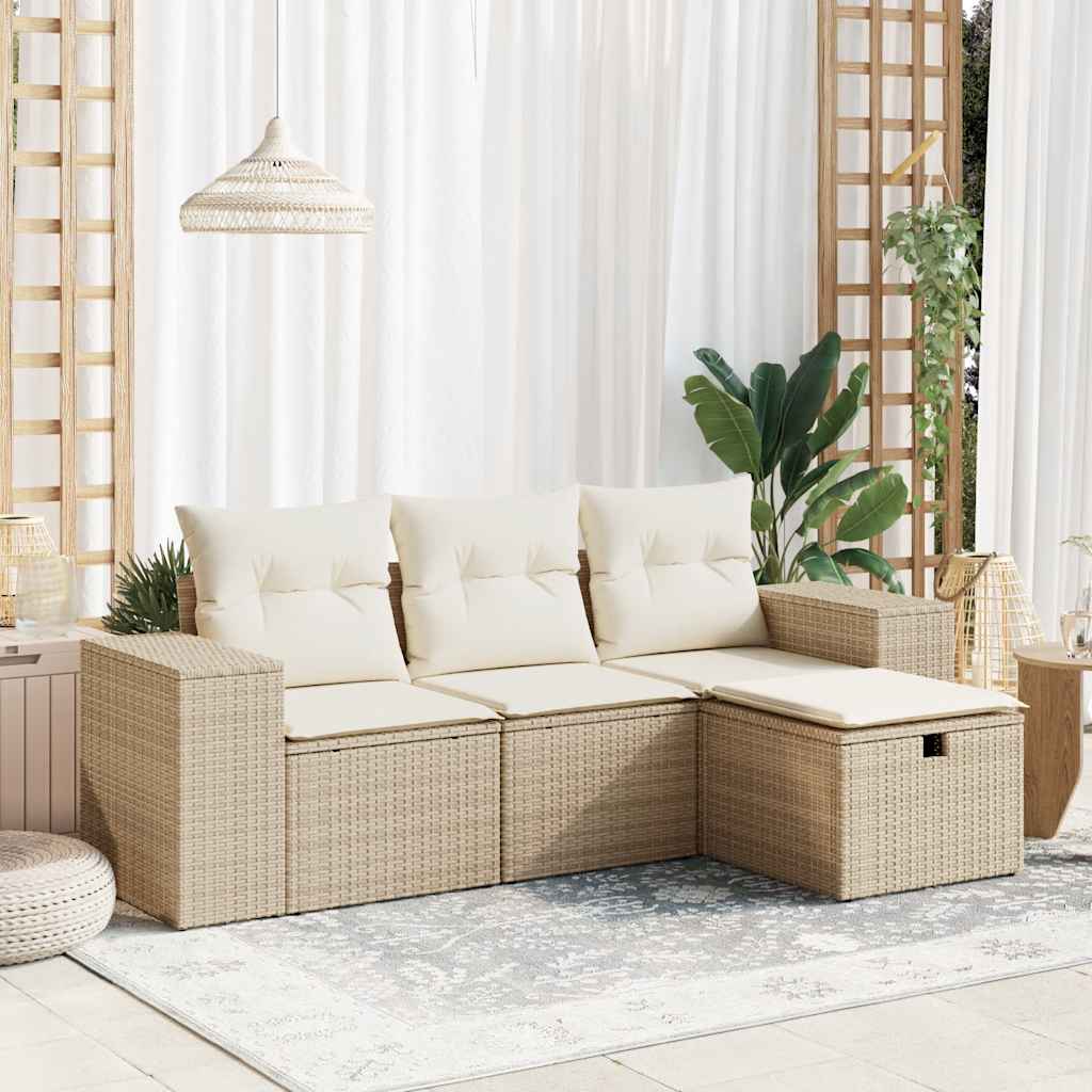 Sofasæt Til Haven 4 Dele Med Hynder Polyrattan Brun