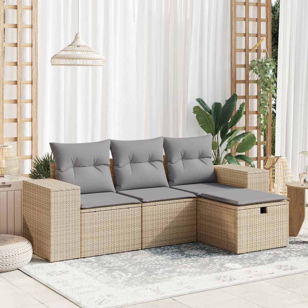 Sofasæt Til Haven 4 Dele Med Hynder Polyrattan Brun