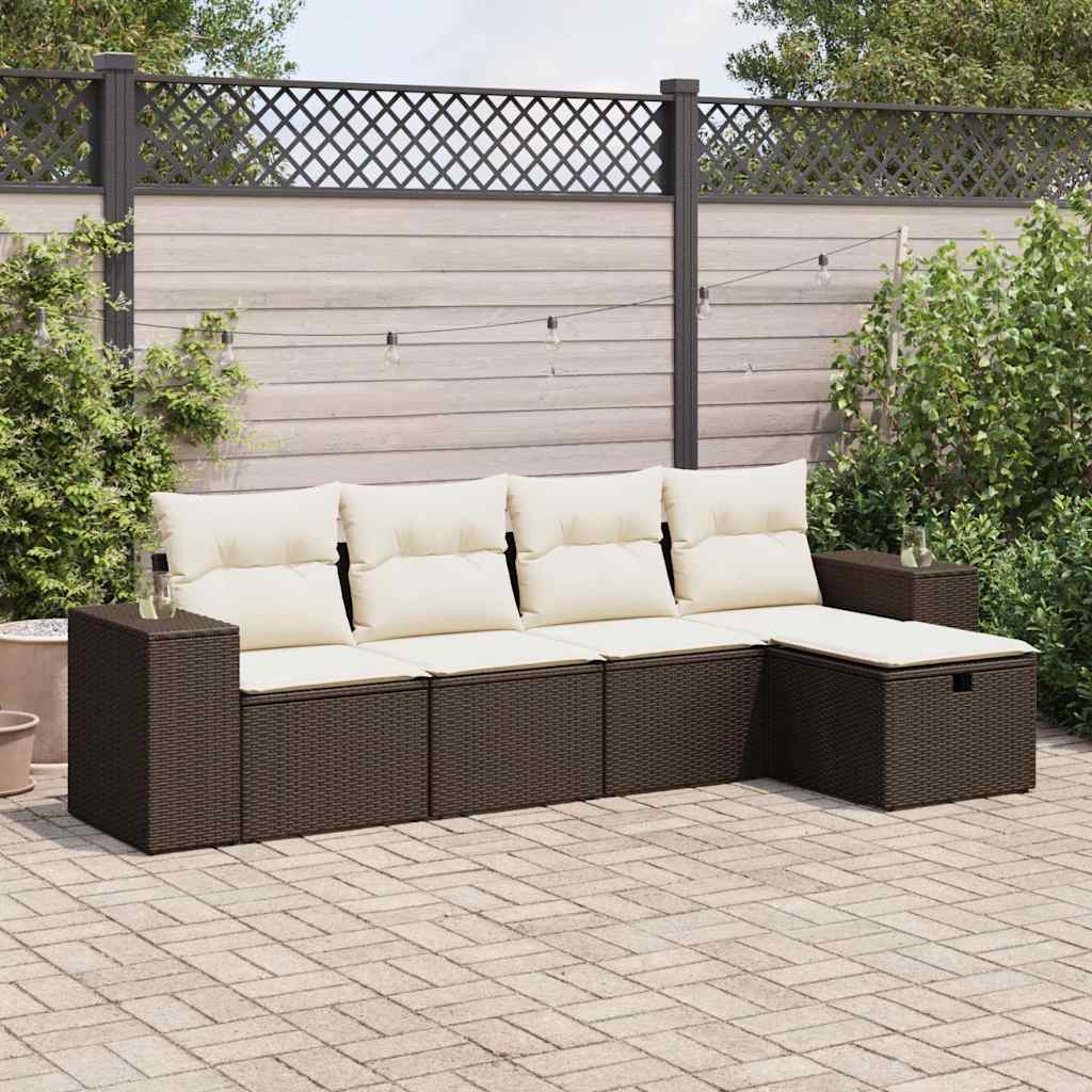 Sofasæt Til Haven 6 Dele Med Hynder Polyrattan Brun