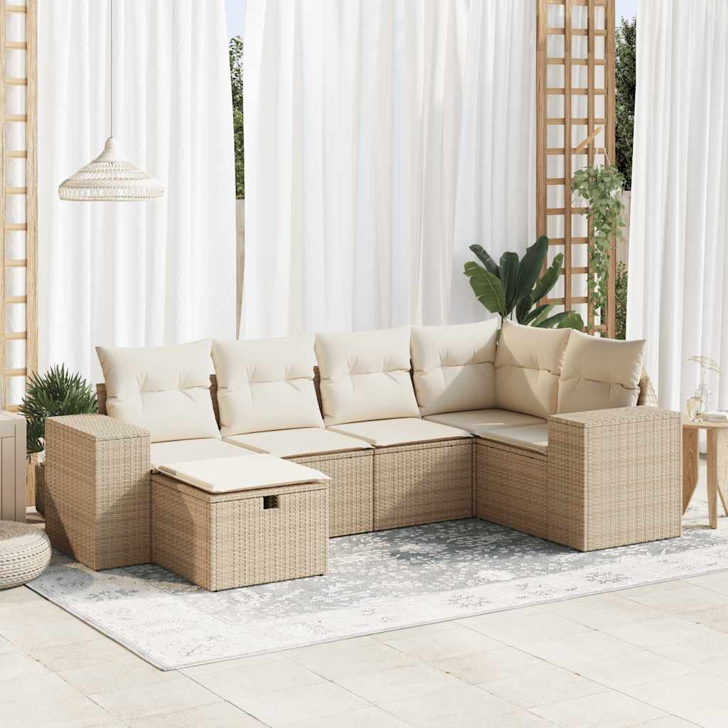 Sofasæt Til Haven 7 Dele Med Hynder Polyrattan Brun