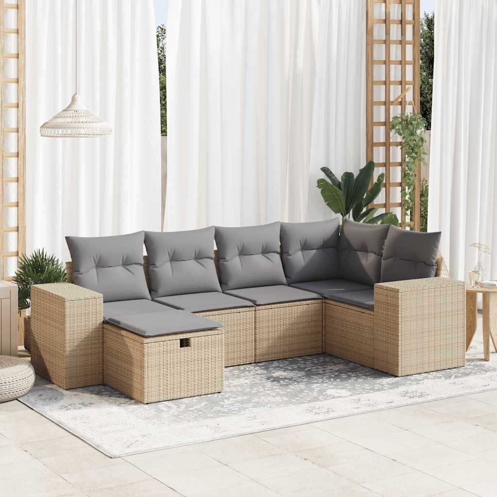 Sofasæt Til Haven 7 Dele Med Hynder Polyrattan Brun
