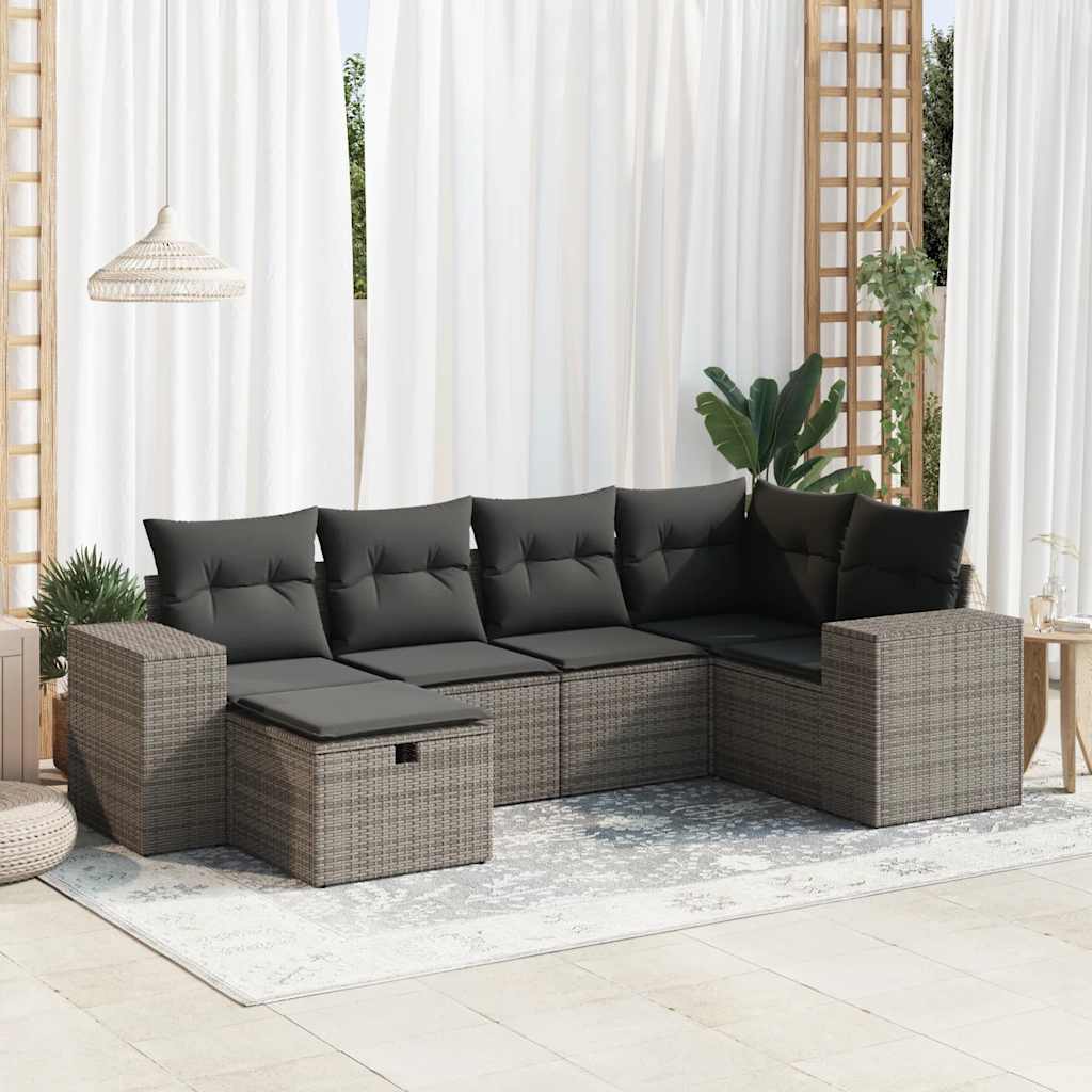 Sofasæt Til Haven 7 Dele Med Hynder Polyrattan Brun