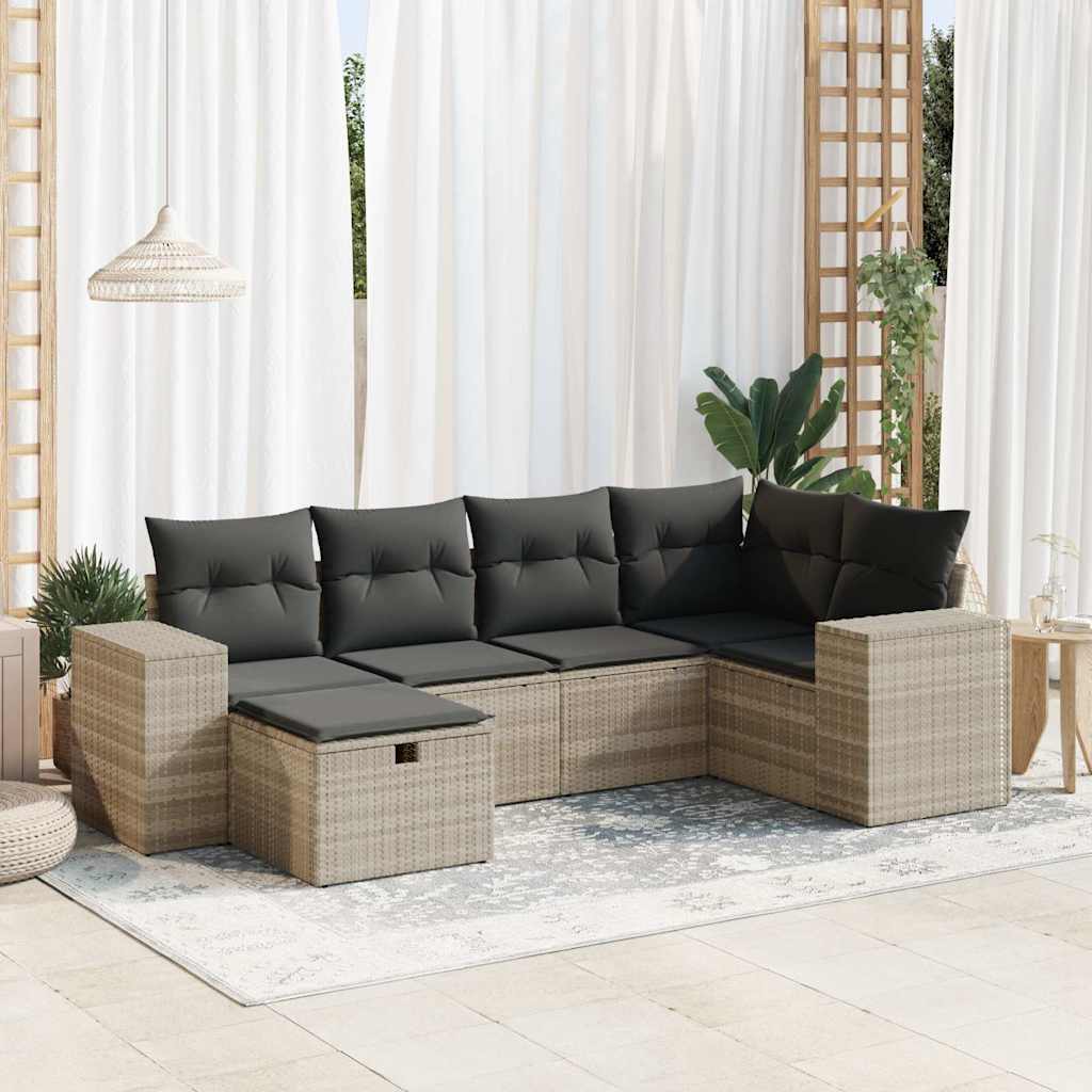 Sofasæt Til Haven 7 Dele Med Hynder Polyrattan Brun