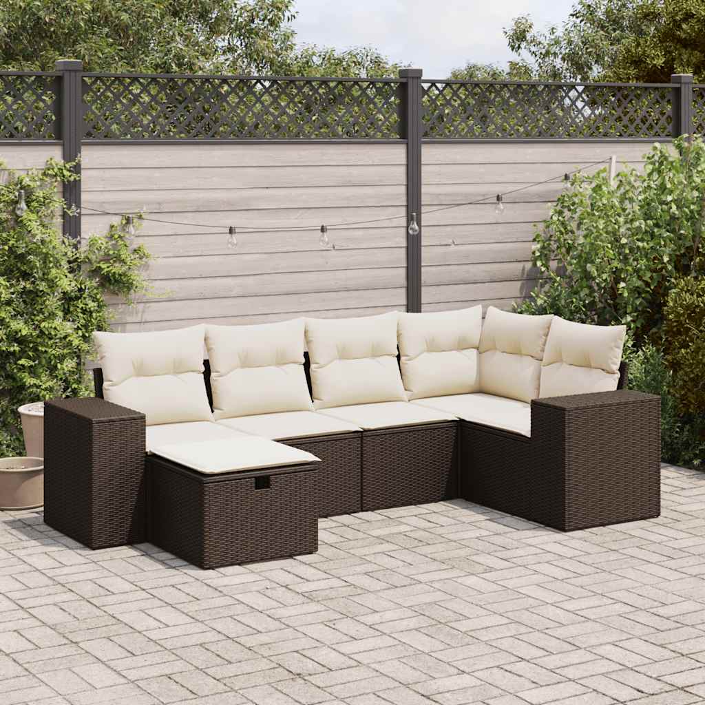 Sofasæt Til Haven 7 Dele Med Hynder Polyrattan Brun