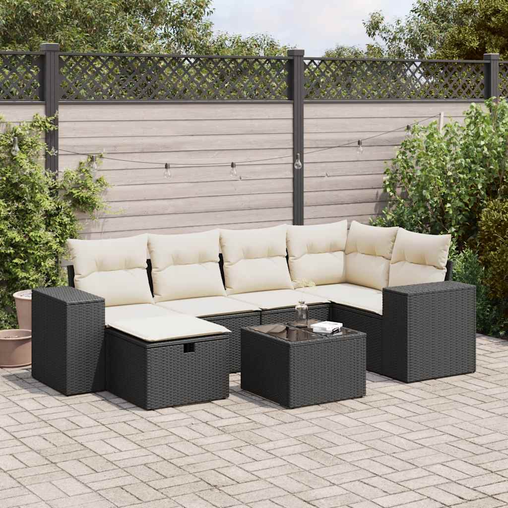 Sofasæt Til Haven 7 Dele Med Hynder Polyrattan Brun