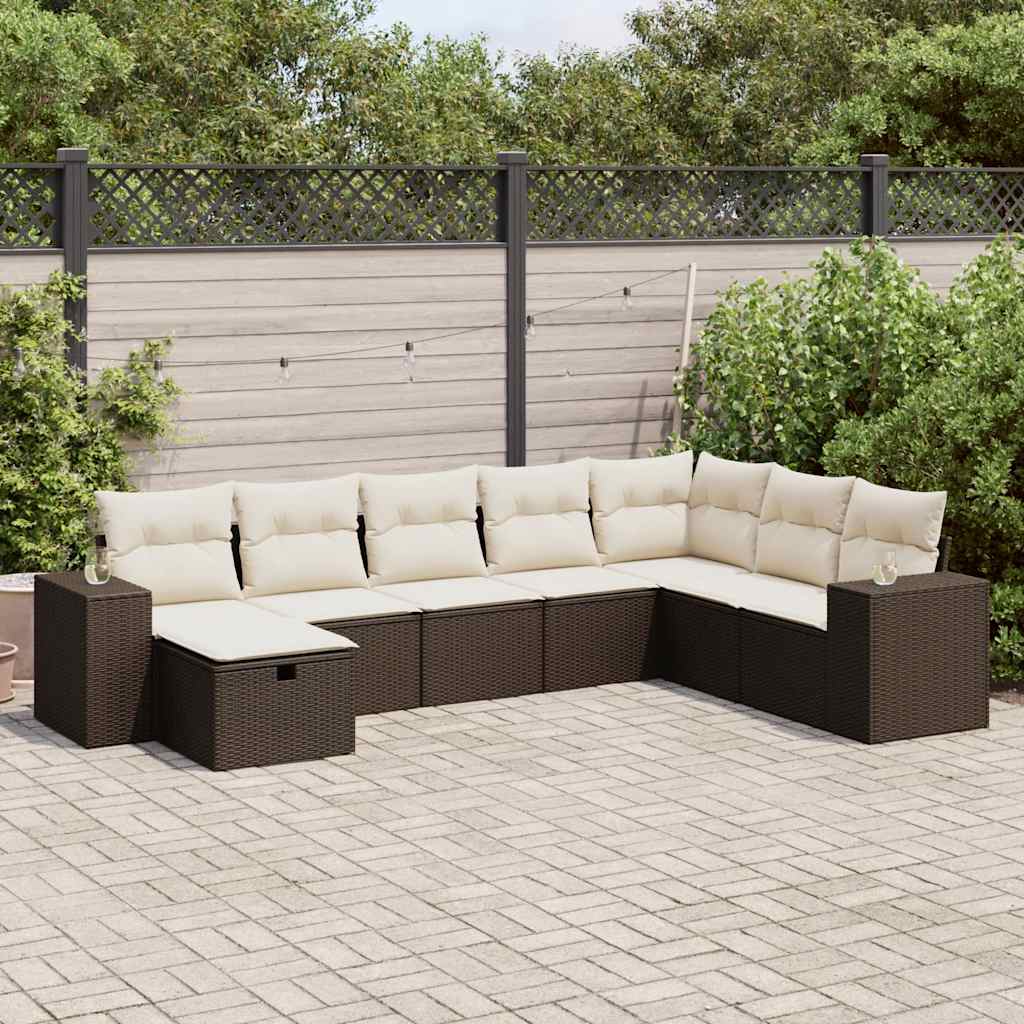 Sofasæt Til Haven 9 Dele Med Hynder Polyrattan Brun