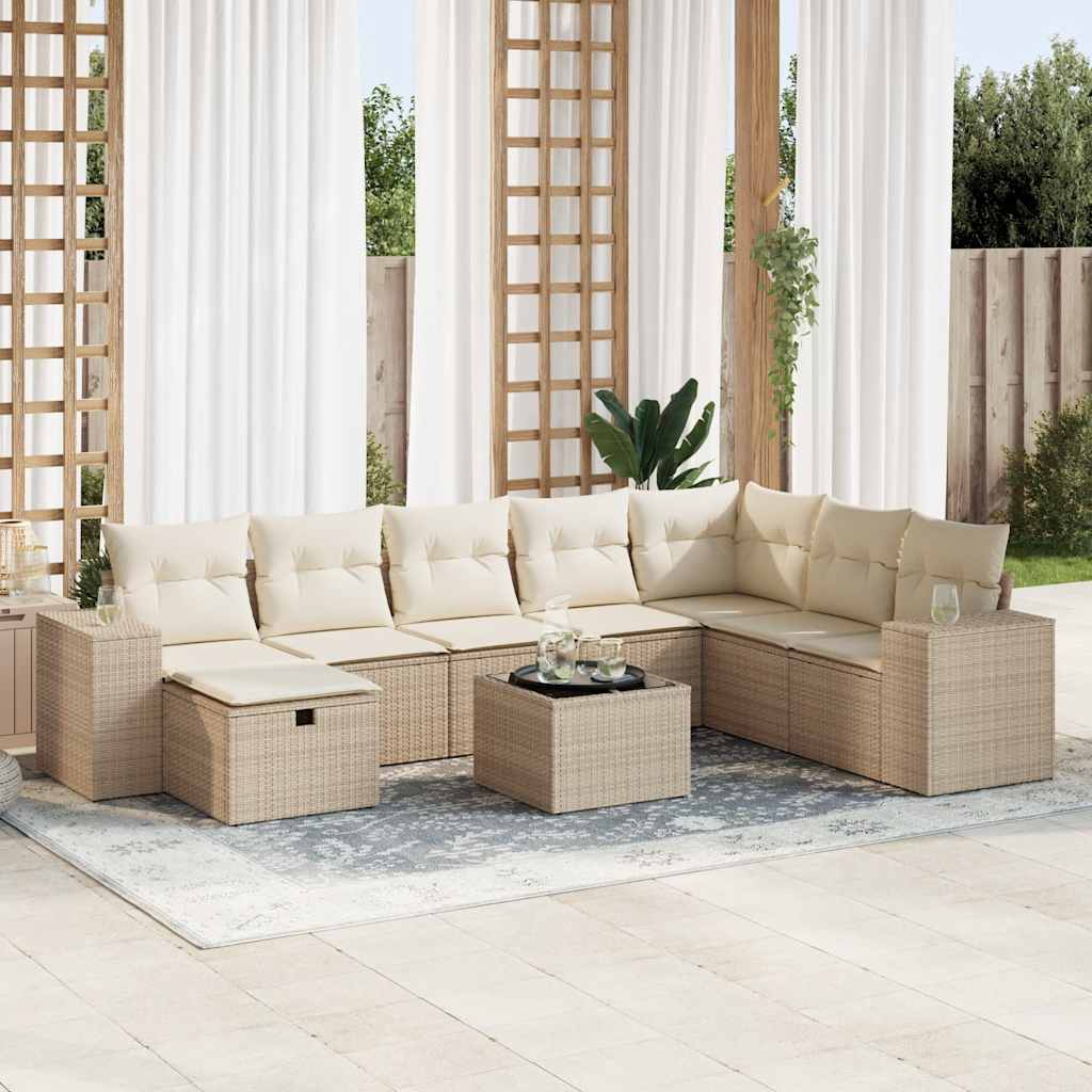 Sofasæt Til Haven 9 Dele Med Hynder Polyrattan Brun