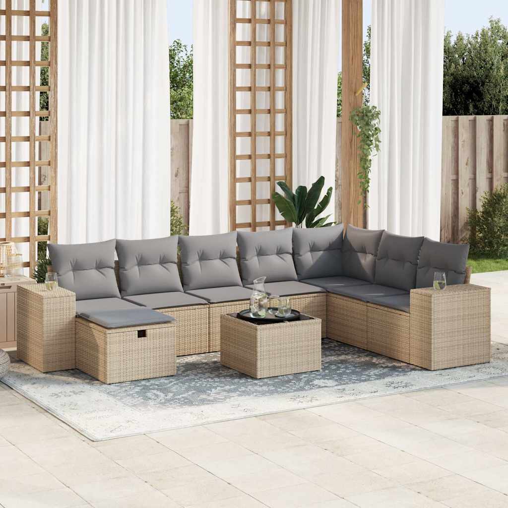 Sofasæt Til Haven 9 Dele Med Hynder Polyrattan Brun