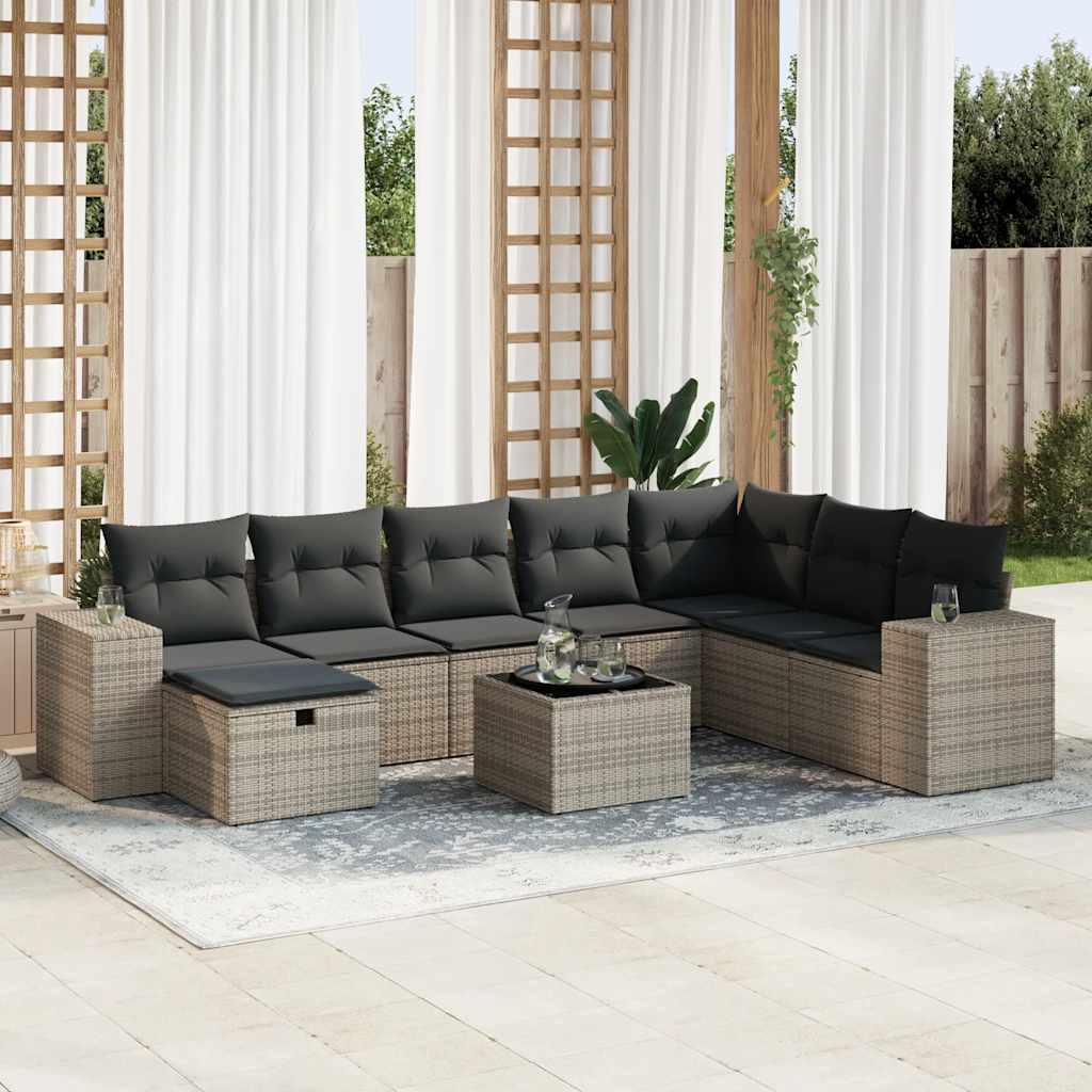 Sofasæt Til Haven 9 Dele Med Hynder Polyrattan Brun
