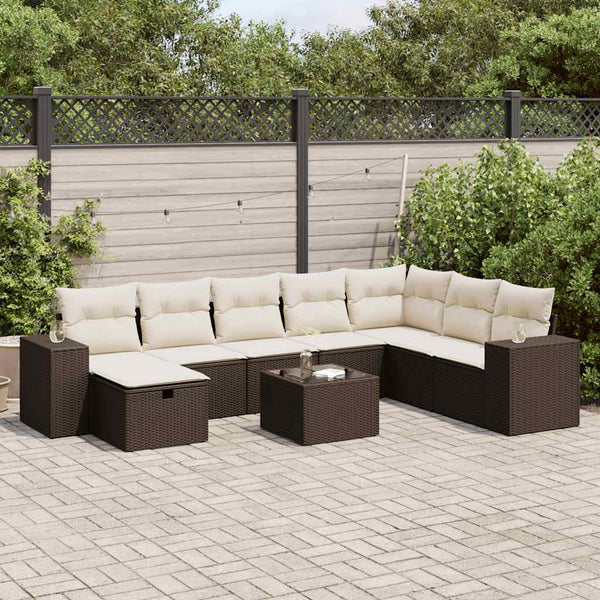 Sofasæt Til Haven 9 Dele Med Hynder Polyrattan Brun