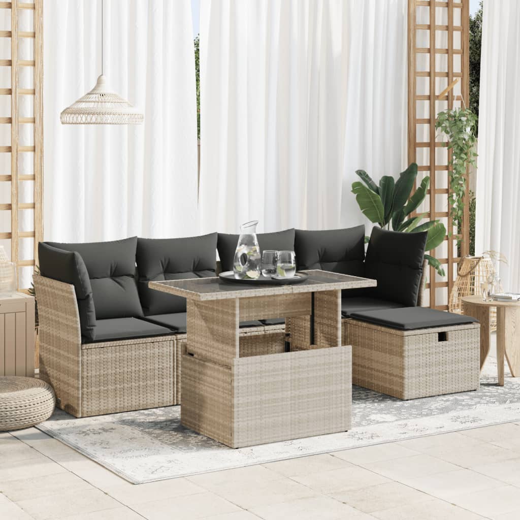 Sofasæt Til Haven 6 Dele Med Hynder Polyrattan