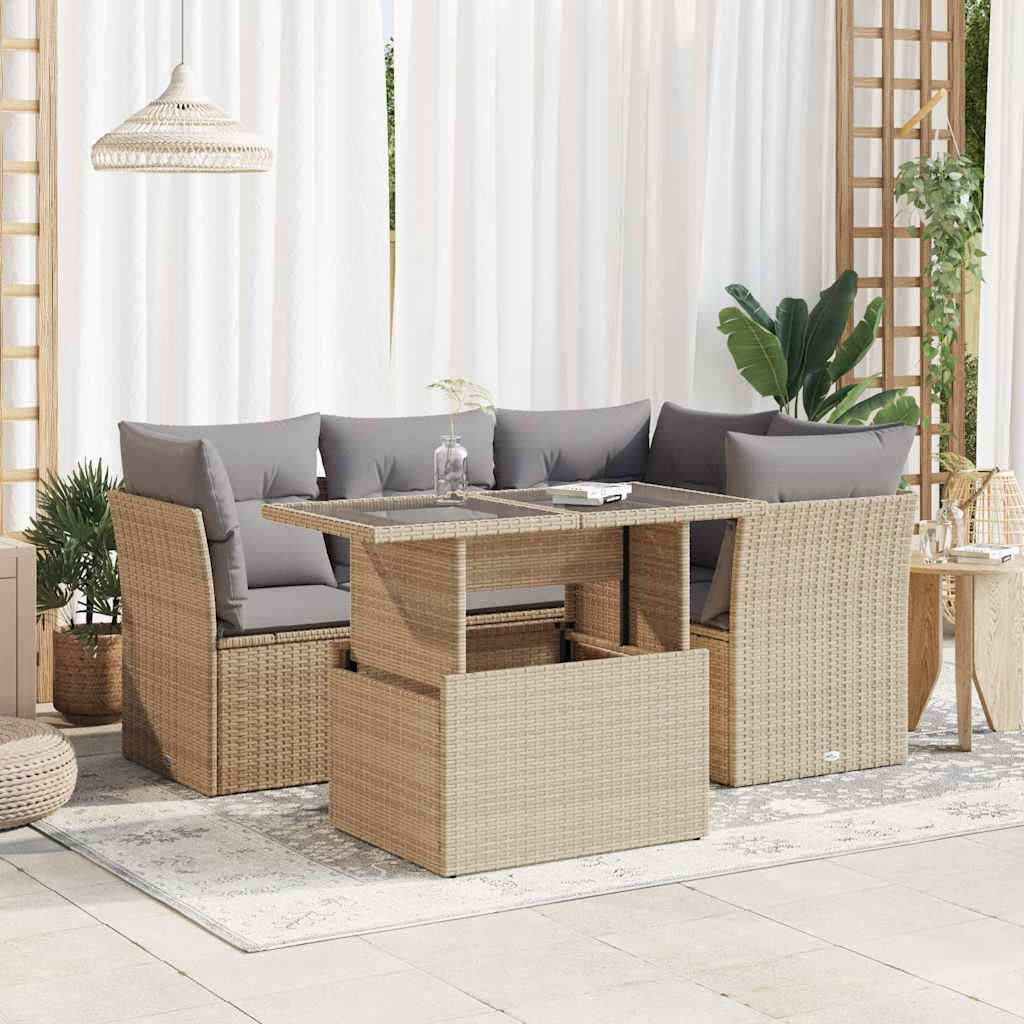 Sofasæt Til Haven 5 Dele Med Hynder Polyrattan