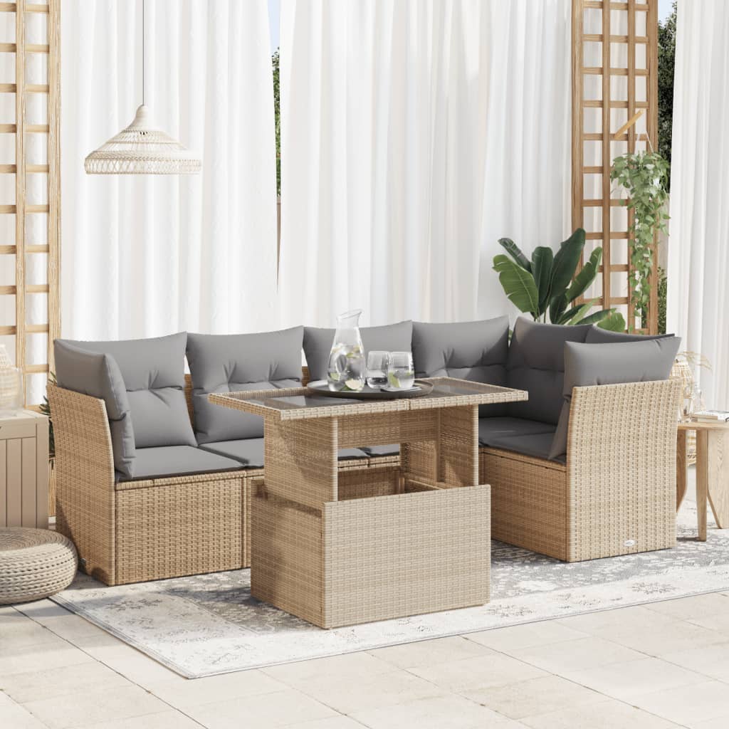 Sofasæt Til Haven 6 Dele Med Hynder Polyrattan