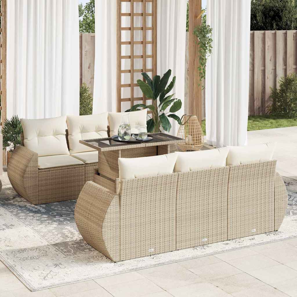 Sofasæt Til Haven 7 Dele Med Hynder Polyrattan Brun