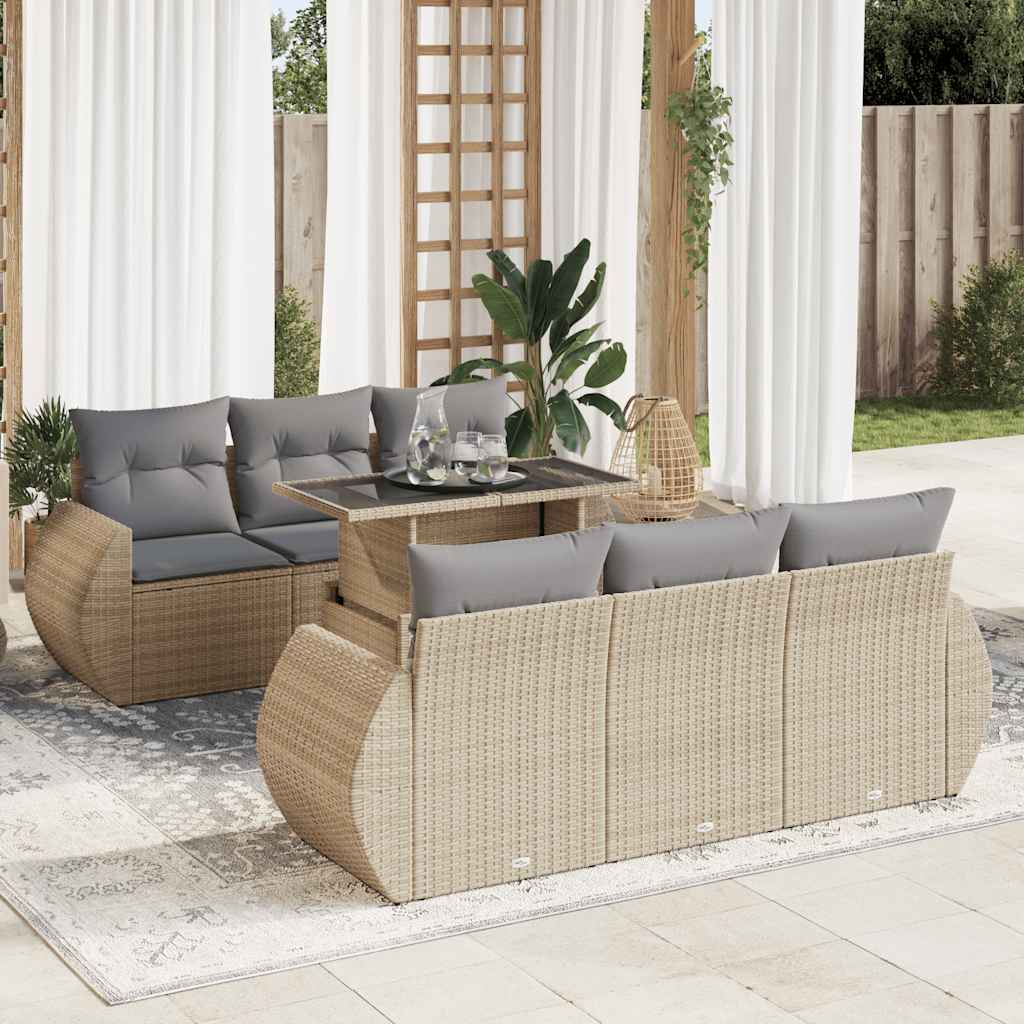 Sofasæt Til Haven 7 Dele Med Hynder Polyrattan Brun