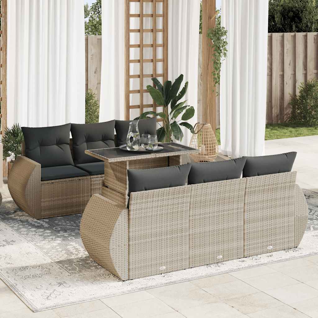 Sofasæt Til Haven 7 Dele Med Hynder Polyrattan Brun