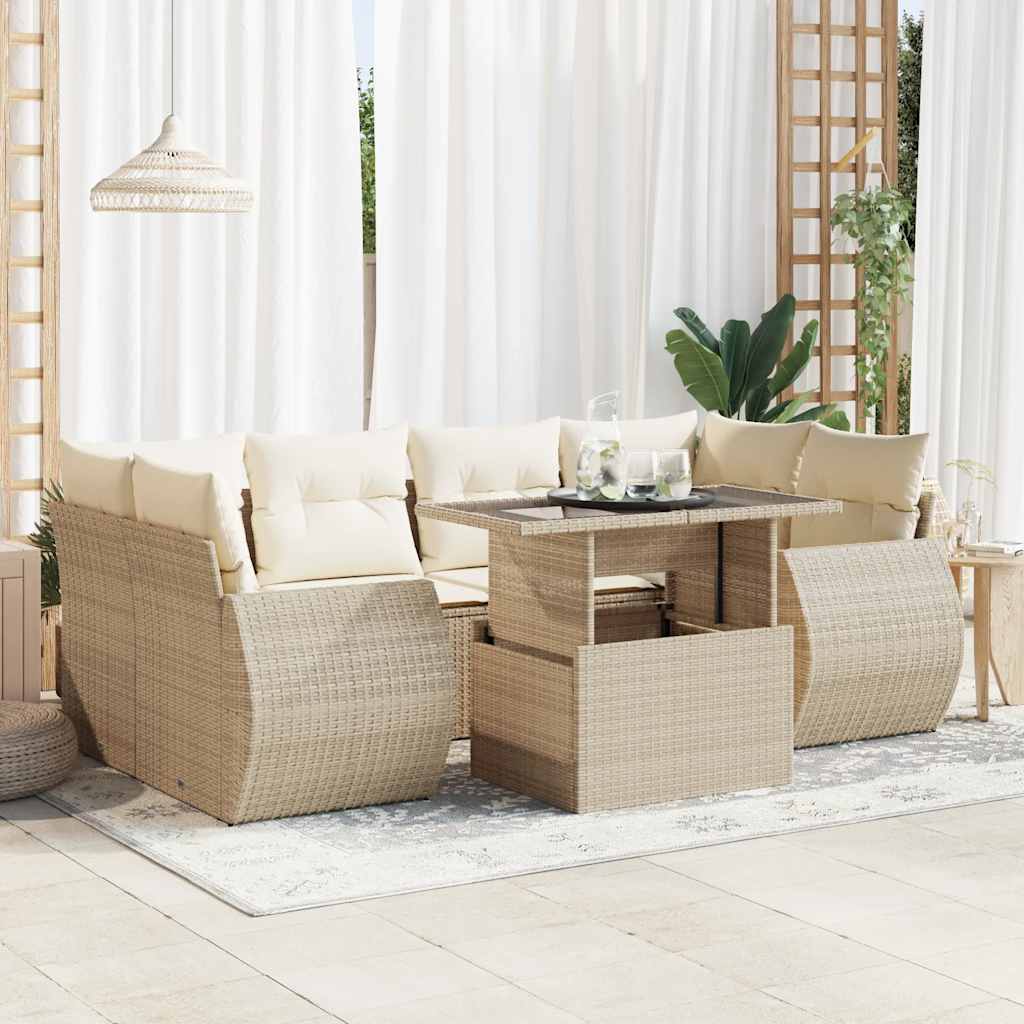 Sofasæt Til Haven 7 Dele Med Hynder Polyrattan Brun
