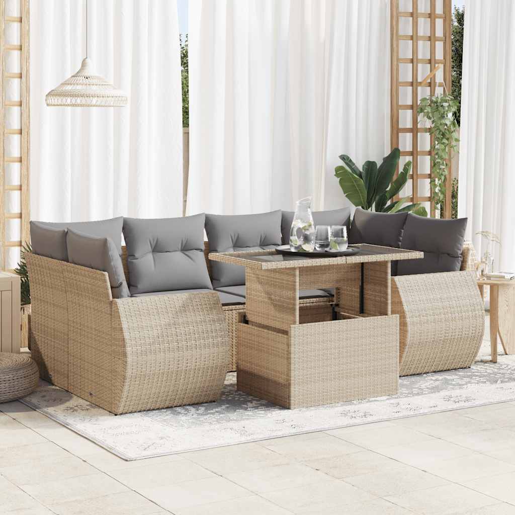 Sofasæt Til Haven 7 Dele Med Hynder Polyrattan Brun