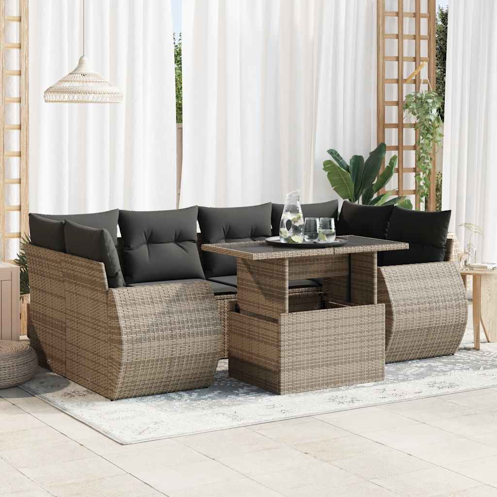 Sofasæt Til Haven 7 Dele Med Hynder Polyrattan Brun