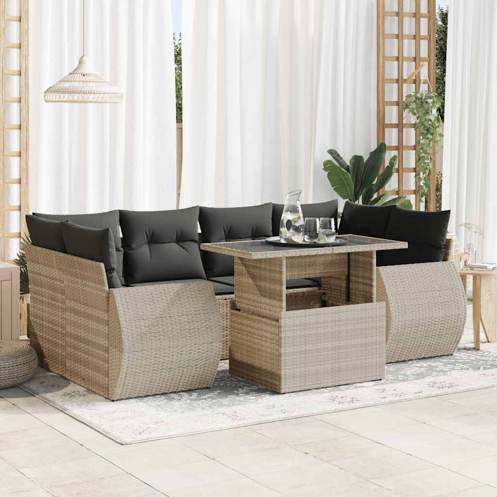 Sofasæt Til Haven 7 Dele Med Hynder Polyrattan Brun