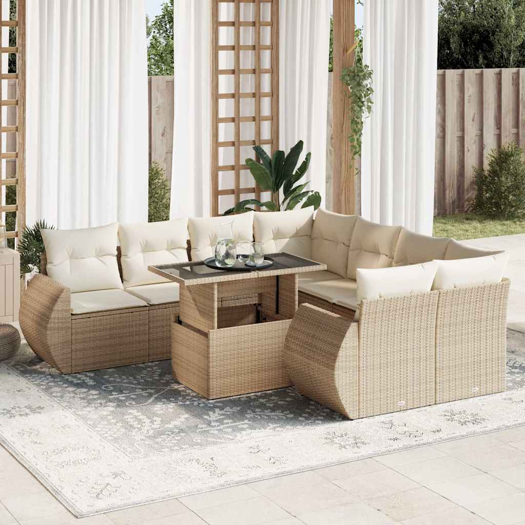 Sofasæt Til Haven 9 Dele Med Hynder Polyrattan Brun