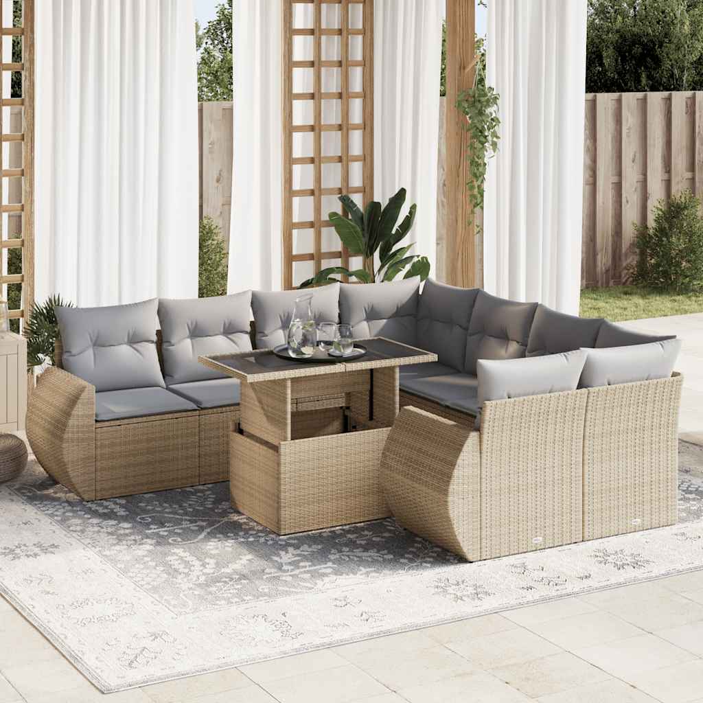 Sofasæt Til Haven 9 Dele Med Hynder Polyrattan Brun
