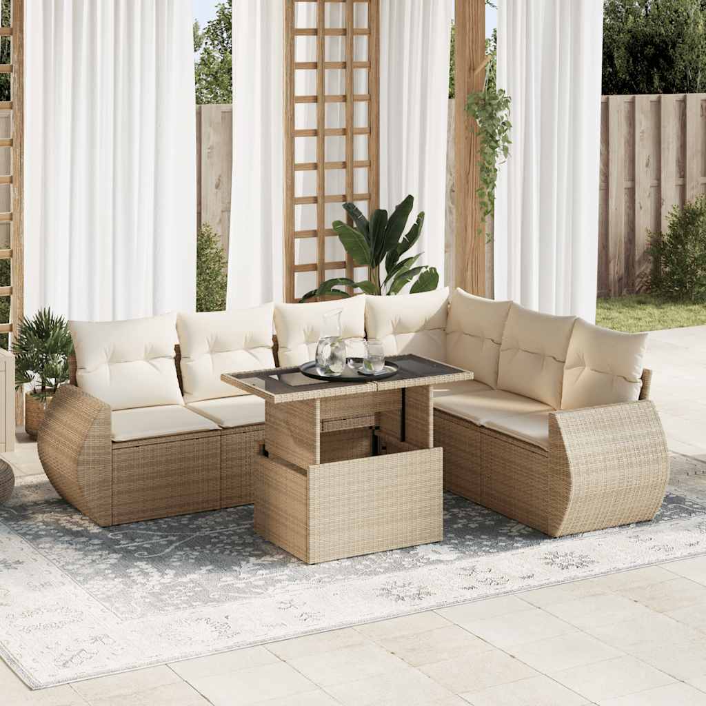 Sofasæt Til Haven 7 Dele Med Hynder Polyrattan Brun