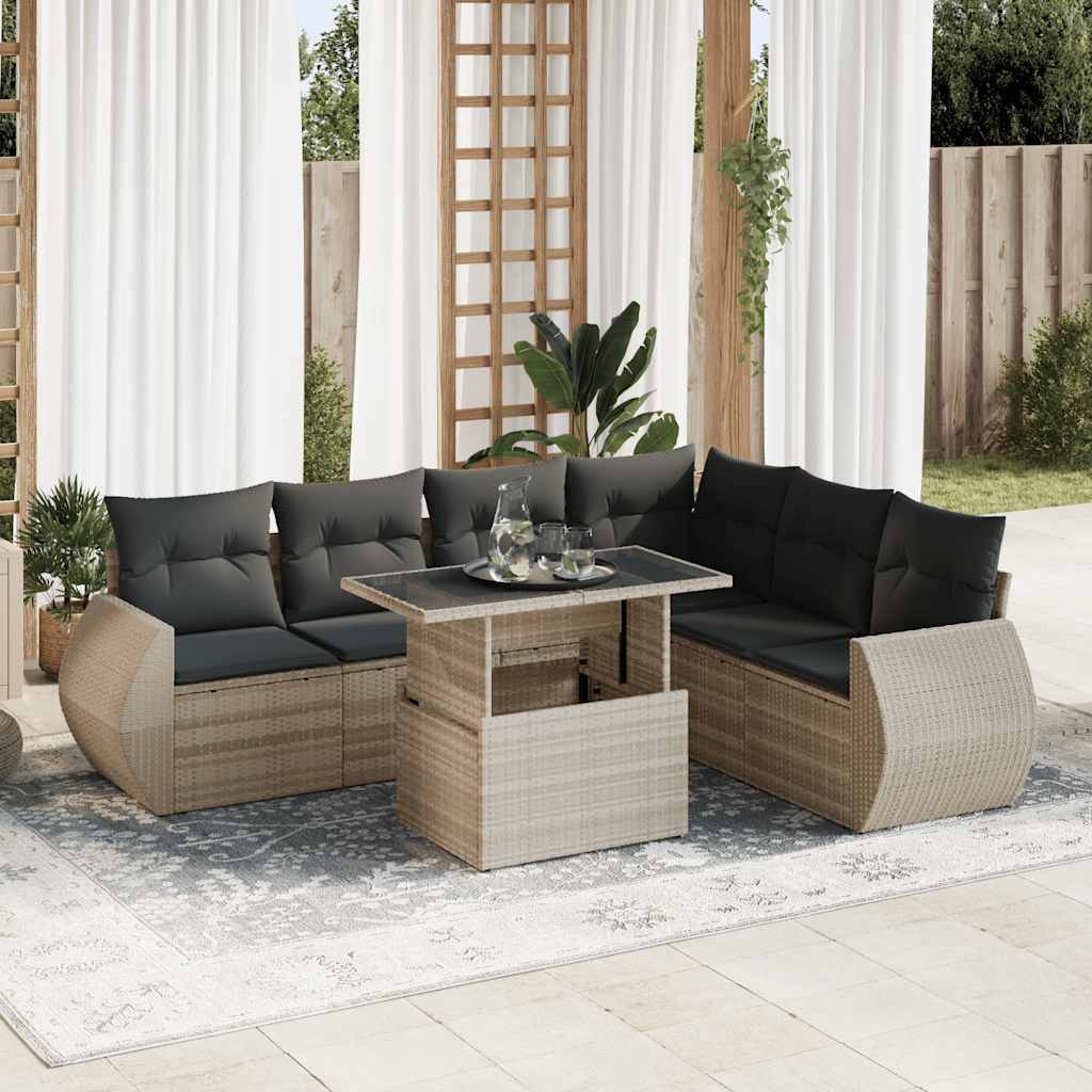Sofasæt Til Haven 7 Dele Med Hynder Polyrattan Brun