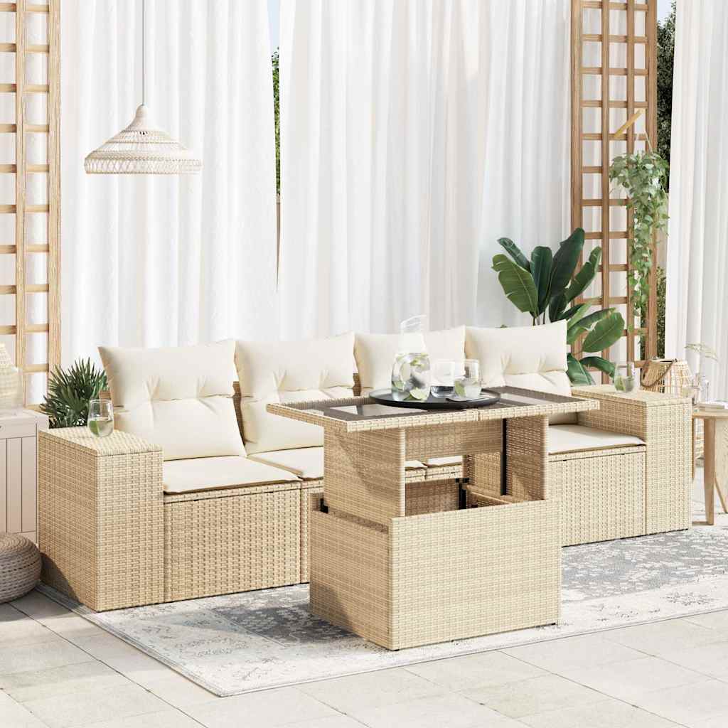 Sofasæt Til Haven 5 Dele Med Hynder Polyrattan Brun