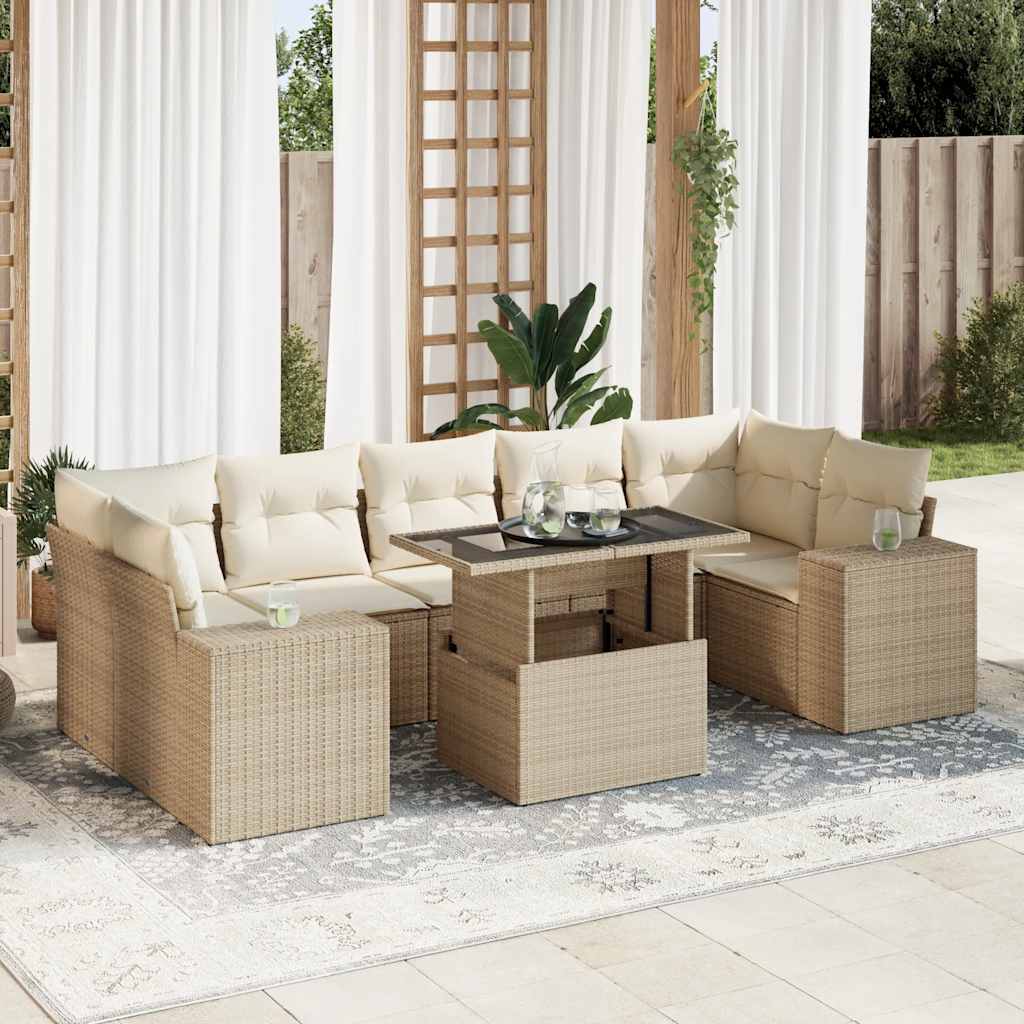 Sofasæt Til Haven 8 Dele Med Hynder Polyrattan Brun