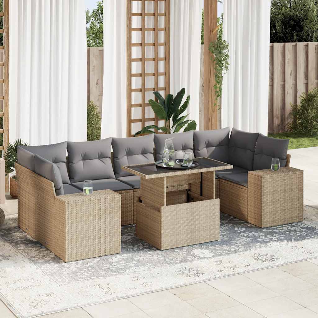 Sofasæt Til Haven 8 Dele Med Hynder Polyrattan Brun