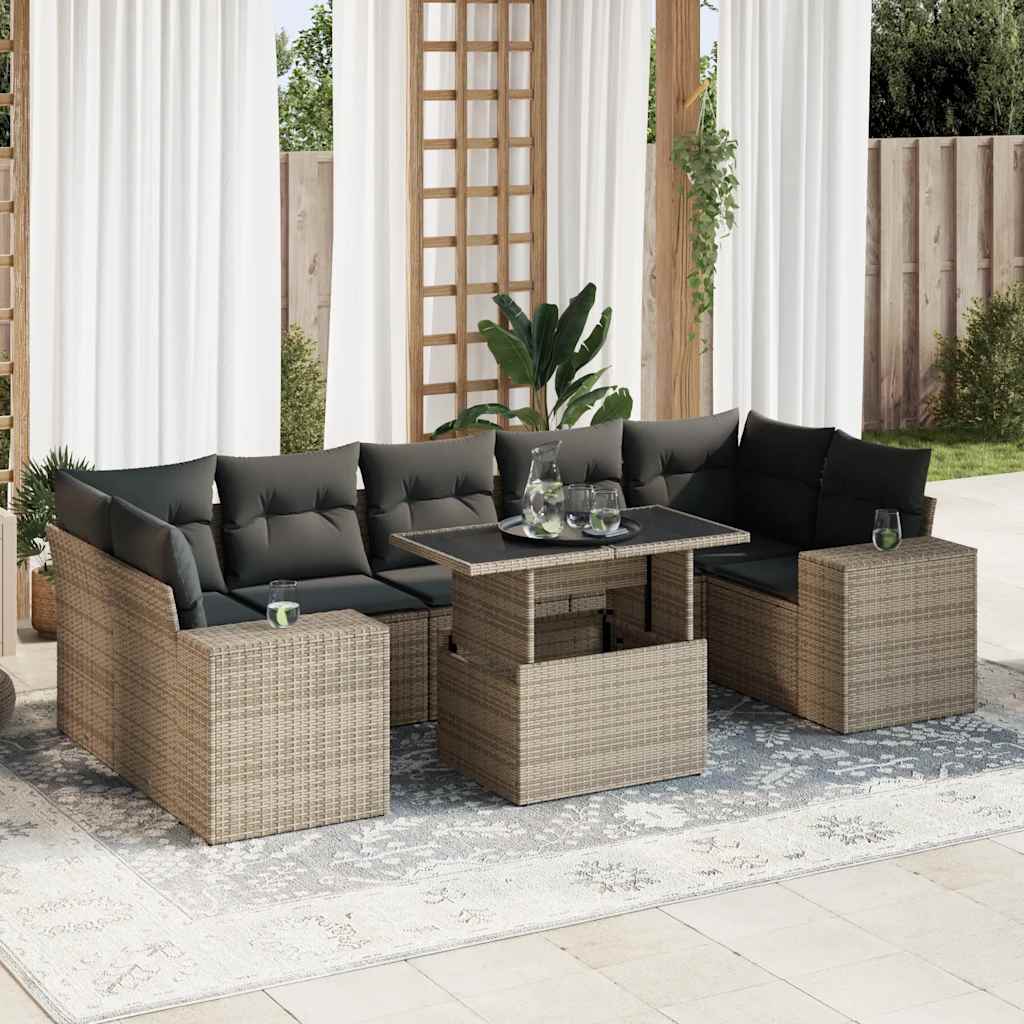 Sofasæt Til Haven 8 Dele Med Hynder Polyrattan Brun