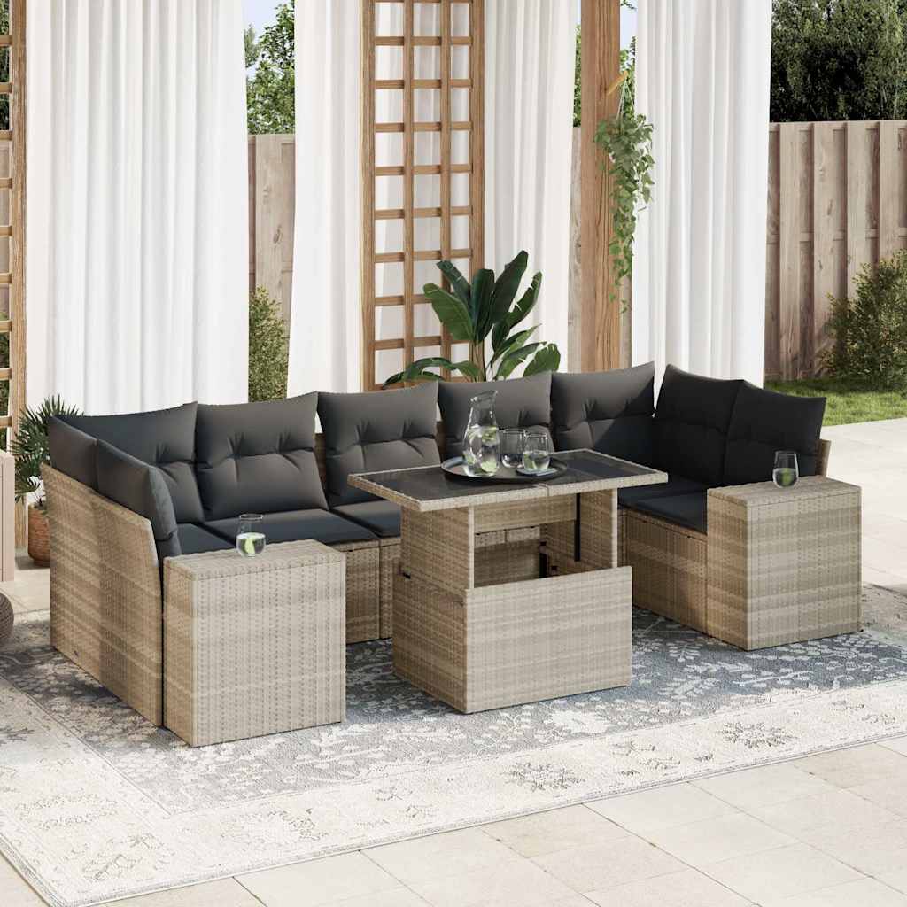 Sofasæt Til Haven 8 Dele Med Hynder Polyrattan Brun