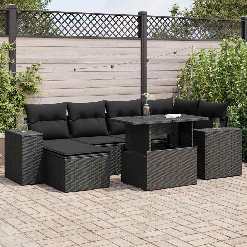 Sofasæt Til Haven 7 Dele Med Hynder Polyrattan Brun