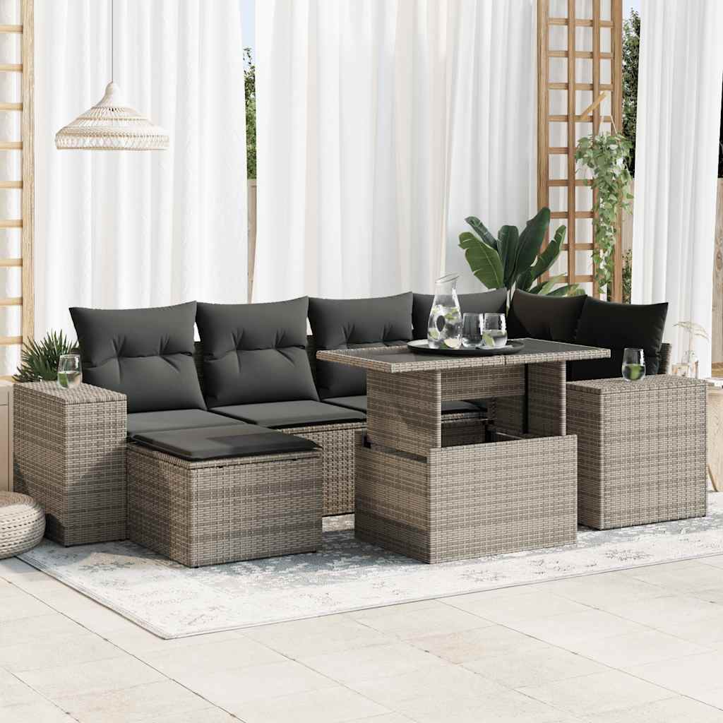 Sofasæt Til Haven 7 Dele Med Hynder Polyrattan Brun